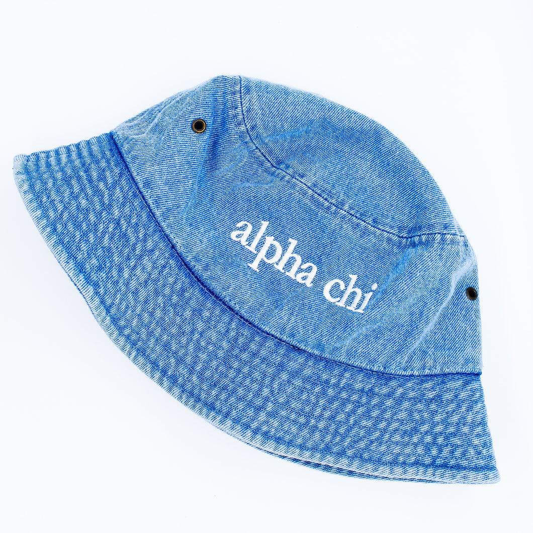Alpha Chi Omega Denim Bucket Hat