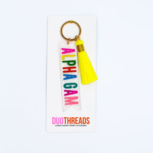 Alpha Gamma Delta Sparkle Tassel Key Fob