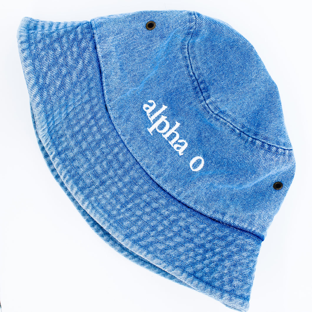 Alpha Omicron Pi Denim Bucket Hat