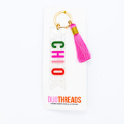 Chi Omega Sparkle Tassel Key Fob