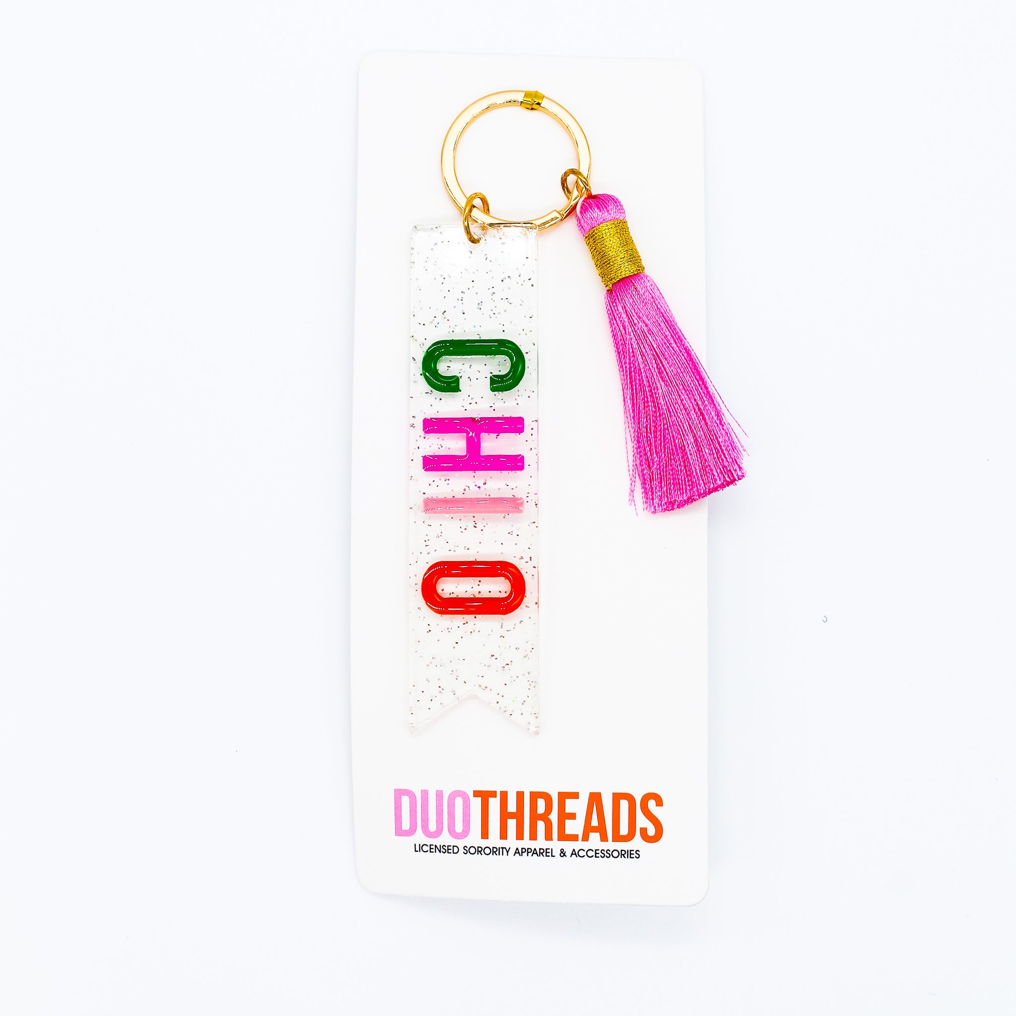 Chi Omega Sparkle Tassel Key Fob