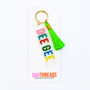 Delta Gamma Sparkle Tassel Key Fob