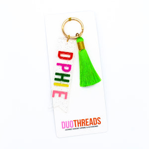 Delta Phi Epsilon Sparkle Tassel Key Fob