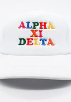 Load image into Gallery viewer, Alpha Xi Delta Fun Times Trucker Hat
