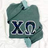 Dad's Plaid Embroidered Letter Sorority Sweatshirt