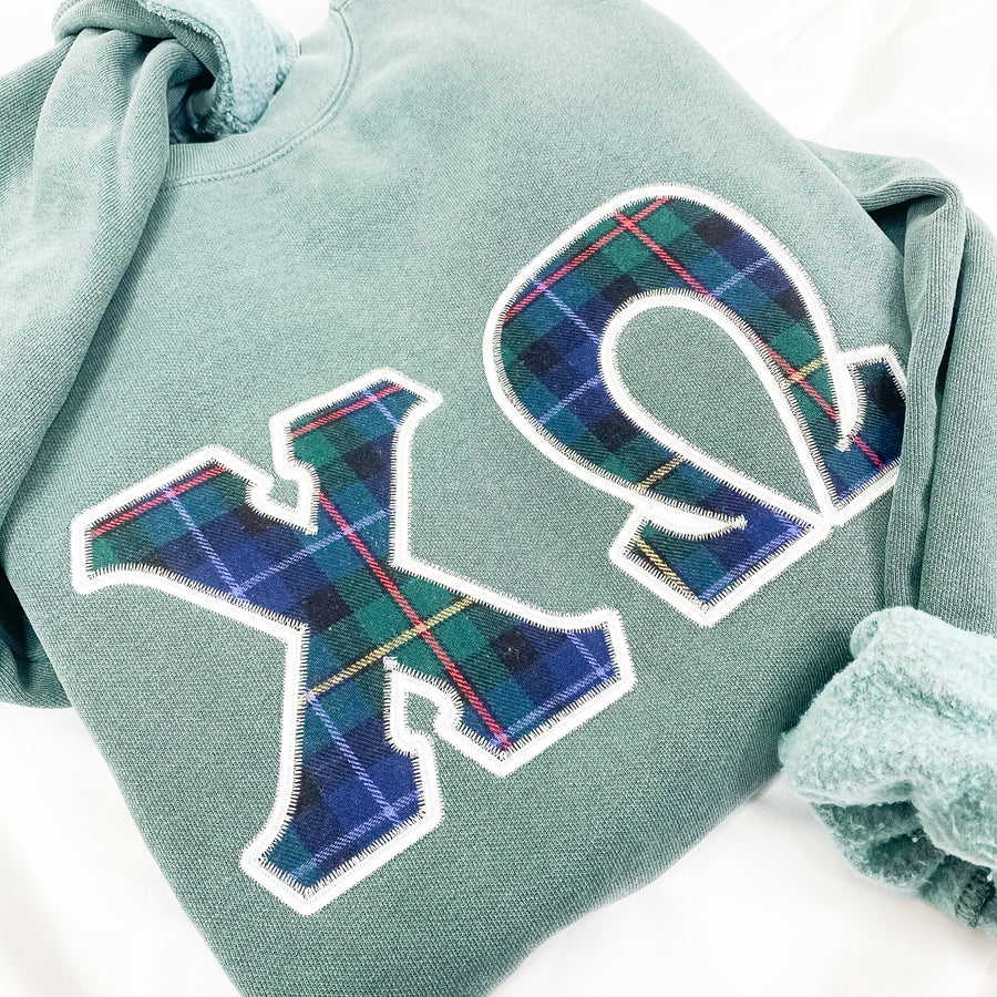 Dad's Plaid Embroidered Letter Sweatshirt