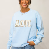 Chenille Embroidered Letter Sorority Sweatshirt