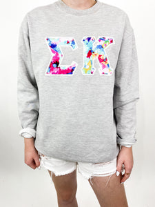 Watercolor Letter Embroidered Sweatshirt