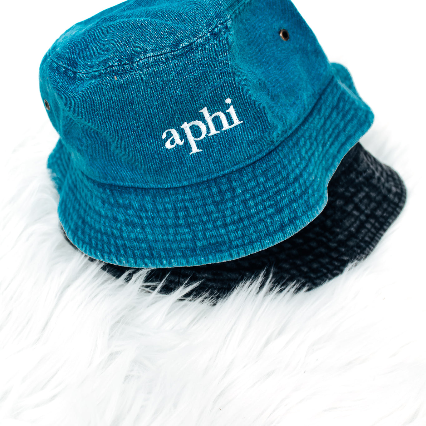 Alpha Phi Denim Embroidered Bucket Hat