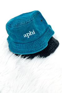 Alpha Phi Denim Embroidered Bucket Hat