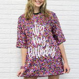 It's My Birthday Sequin T-shirt Dress