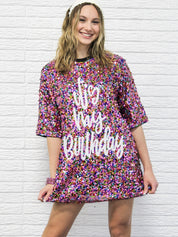 It's My Birthday Sequin T-shirt Dress