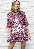 Load image into Gallery viewer, It&#39;s My Birthday Sequin T-shirt Dress
