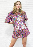 Load image into Gallery viewer, It&#39;s My Birthday Sequin T-shirt Dress
