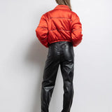 Red Satin Bomber Jacket