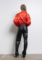 Load image into Gallery viewer, Red Satin Bomber Jacket
