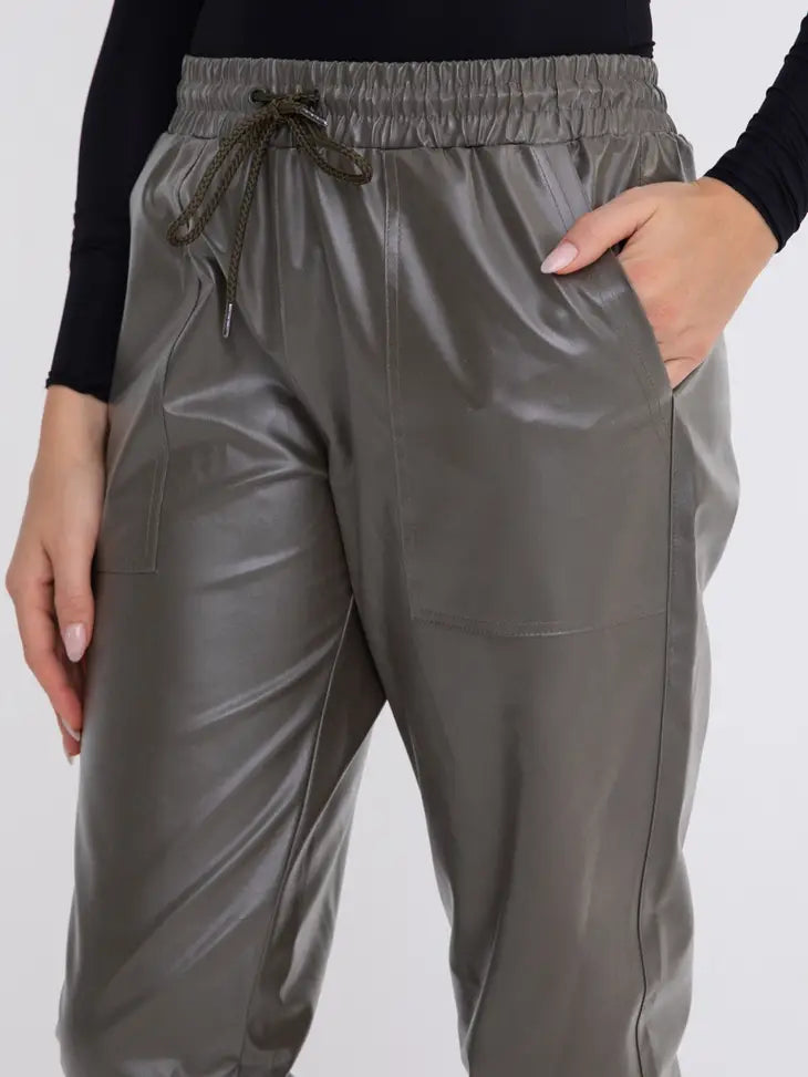 Leather-Like High-Waisted Joggers