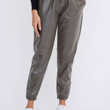 Leather-Like High-Waisted Joggers