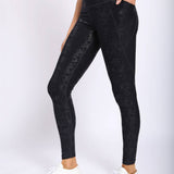 Metallic Foil Highwaisted Leggings With Side Pockets