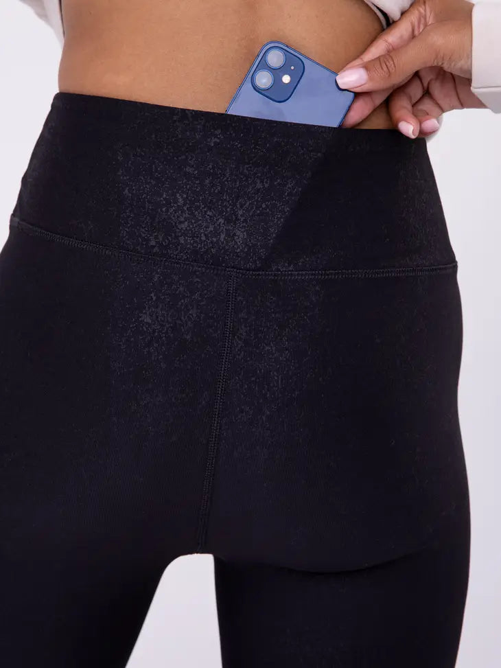Foil Printed Front Slit High-Waist Leggings