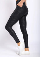 Load image into Gallery viewer, Metallic Foil Highwaisted Leggings With Side Pockets
