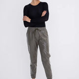 Leather-Like High-Waisted Joggers