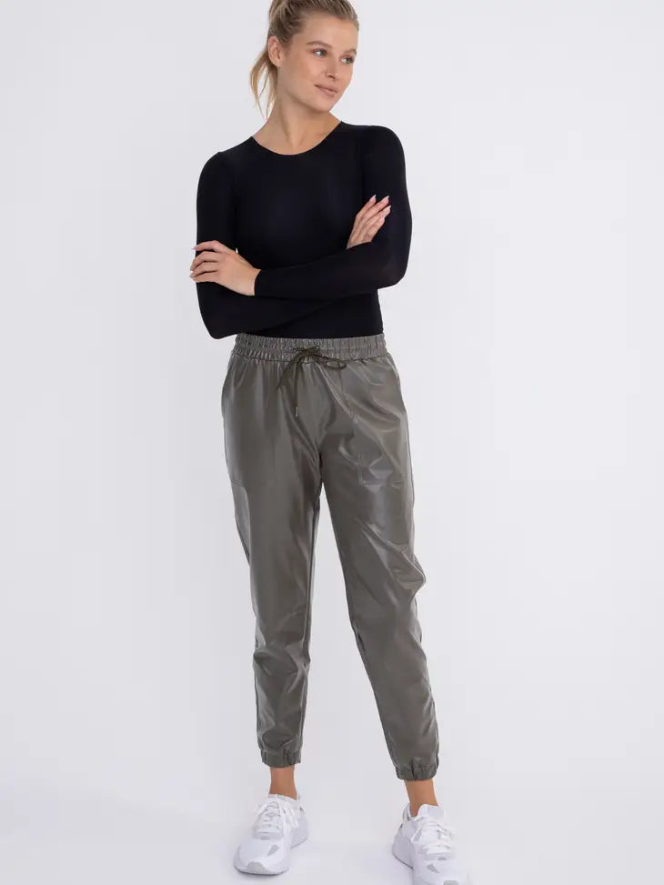 Leather-Like High-Waisted Joggers