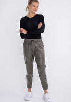 Load image into Gallery viewer, Leather-Like High-Waisted Joggers
