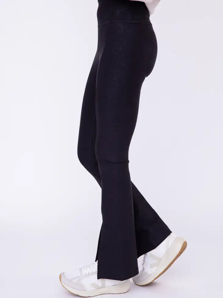 Foil Printed Front Slit High-Waist Leggings