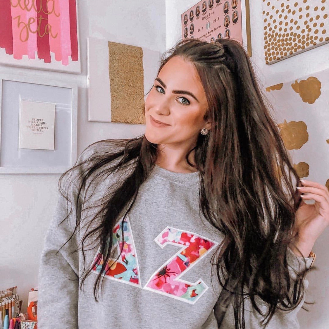 Watercolor Letter Embroidered Sorority Sweatshirt