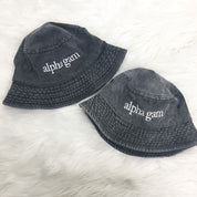 Denim Embroidered Sorority Bucket Hat