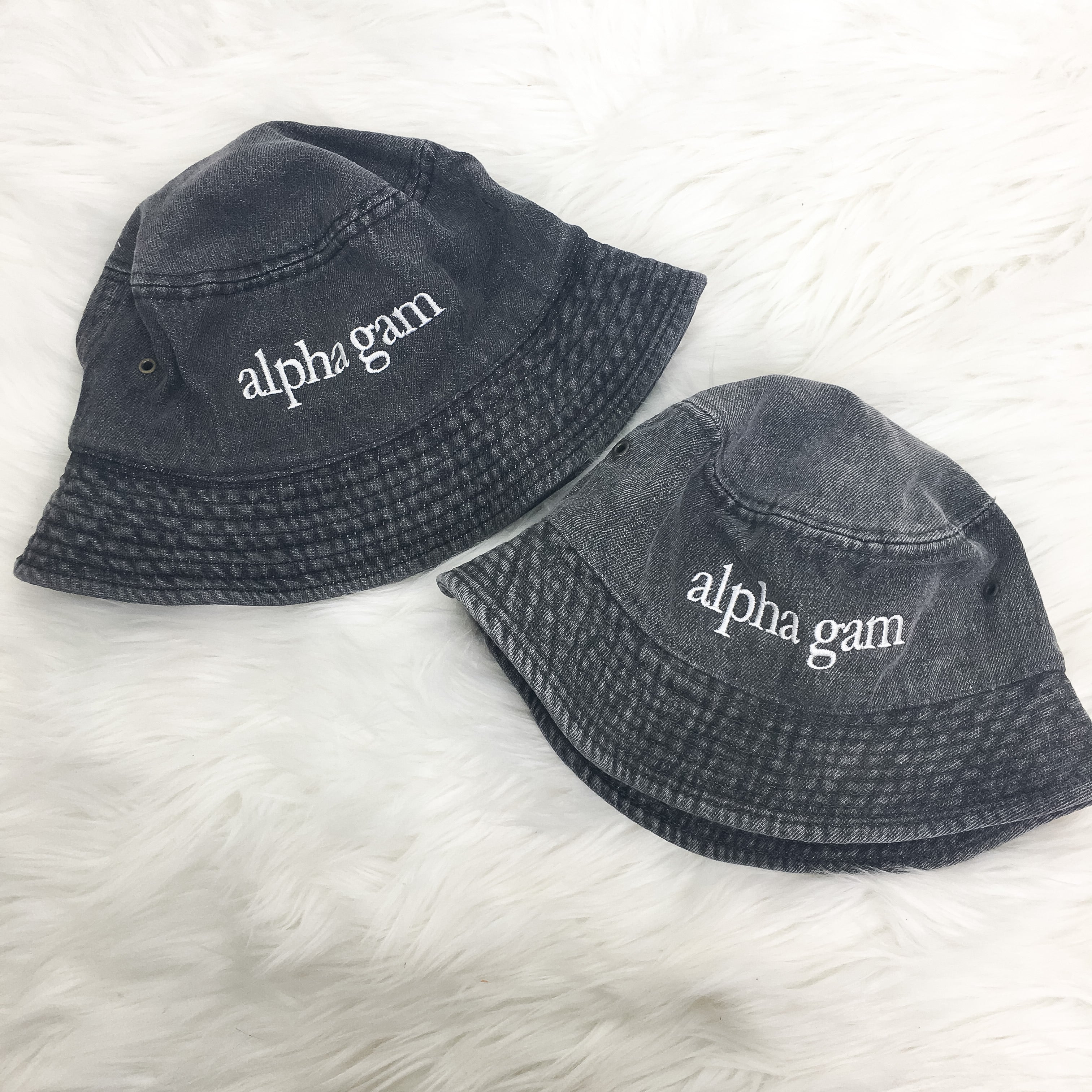 Denim Embroidered Sorority Bucket Hat