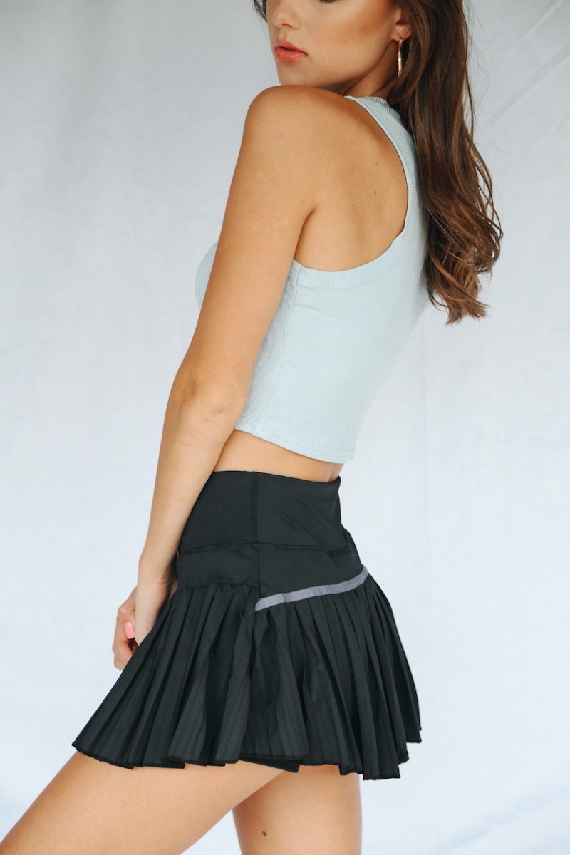 Golden Girl Pleated Tennis Skirt Black
